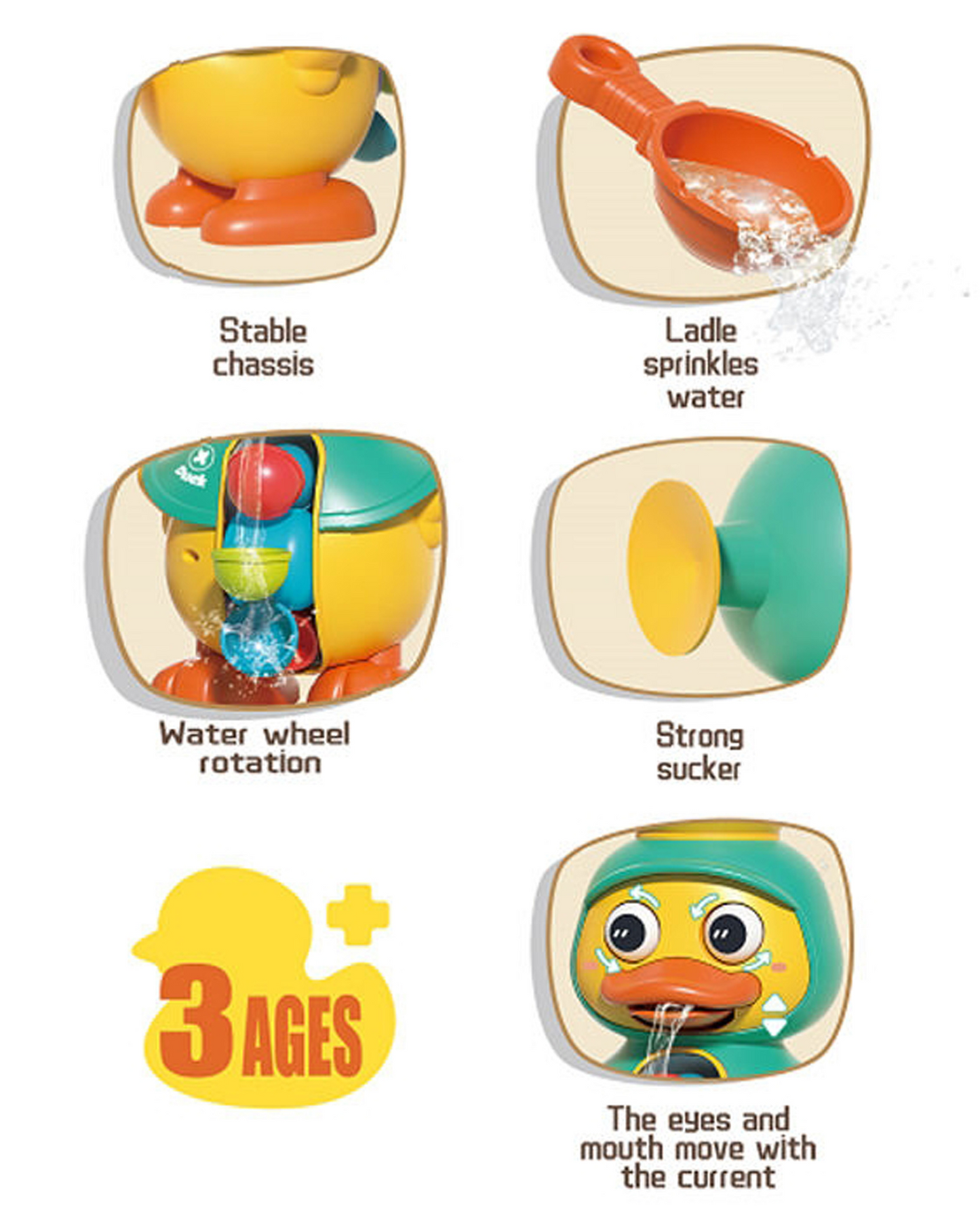Cute Duck Water Wheel Bath Toy
