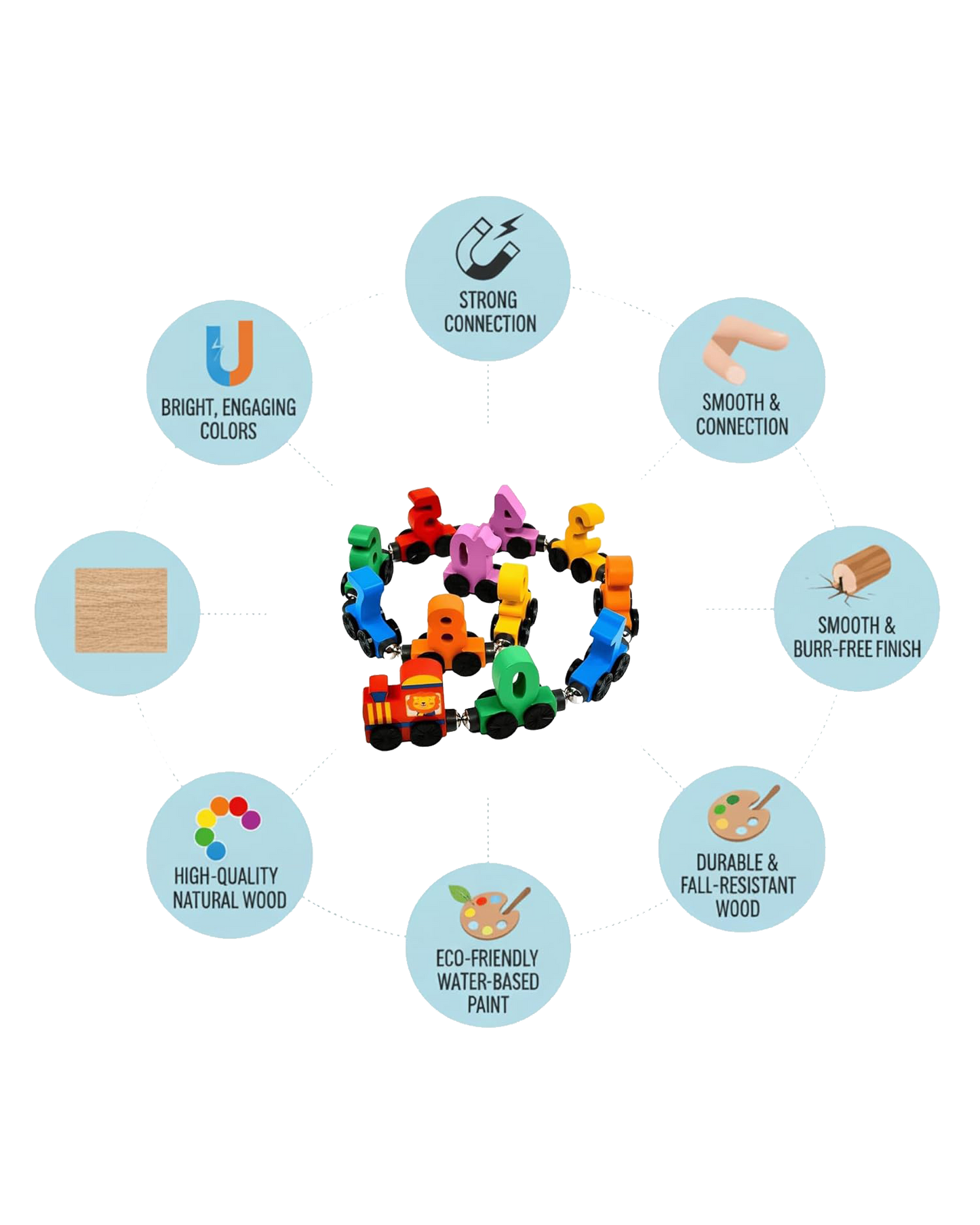 Magnetic Wooden Digital Train