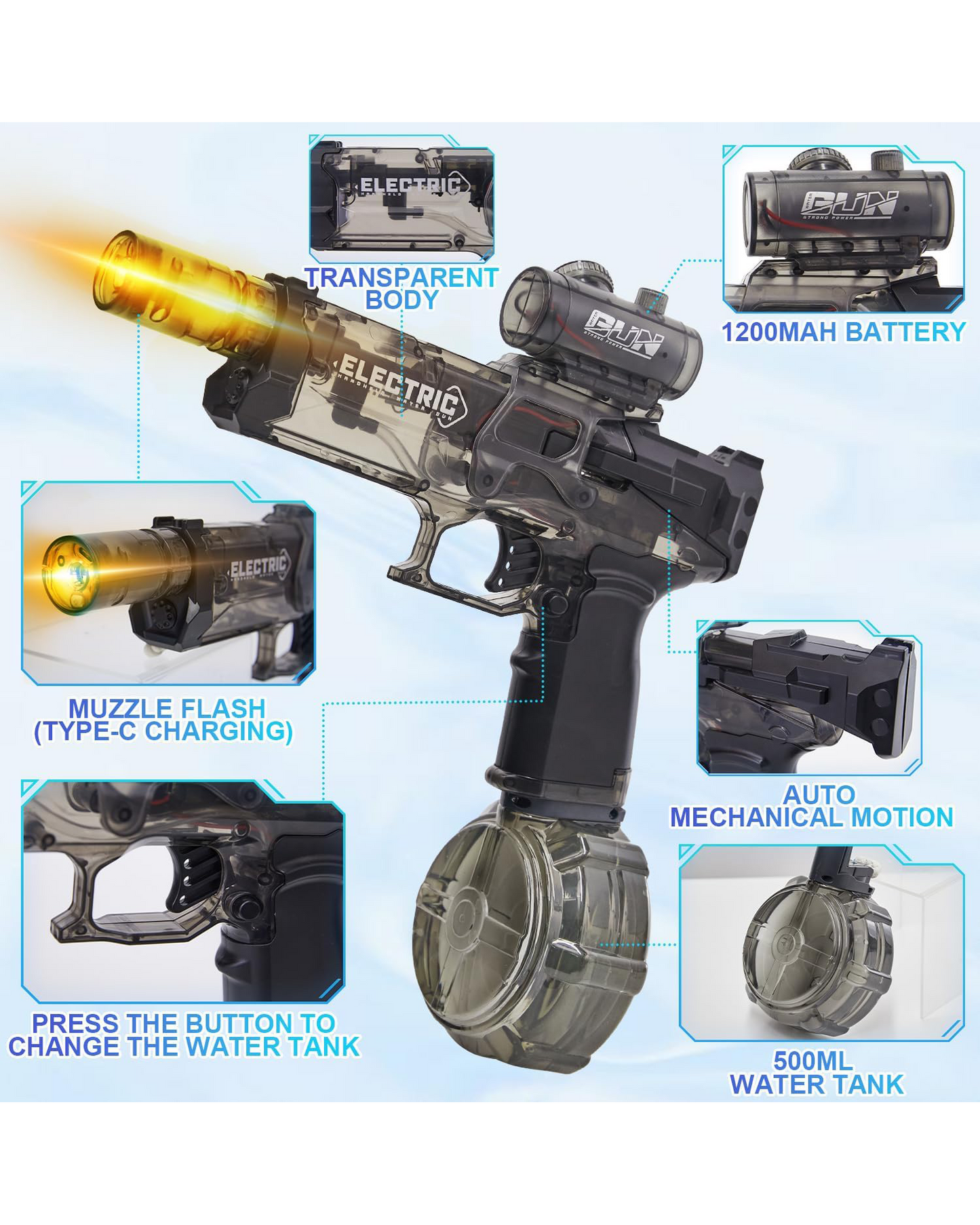 Transparent Electric Water Gun