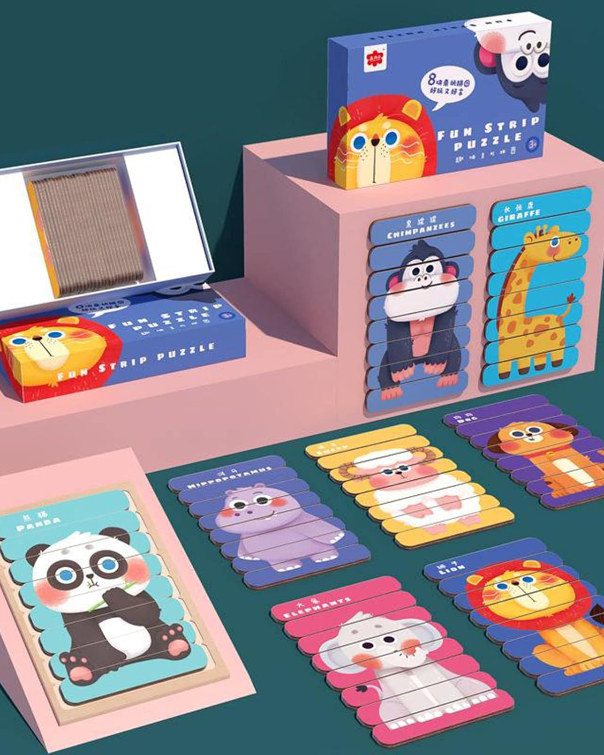 Wooden Strip Animals Puzzle