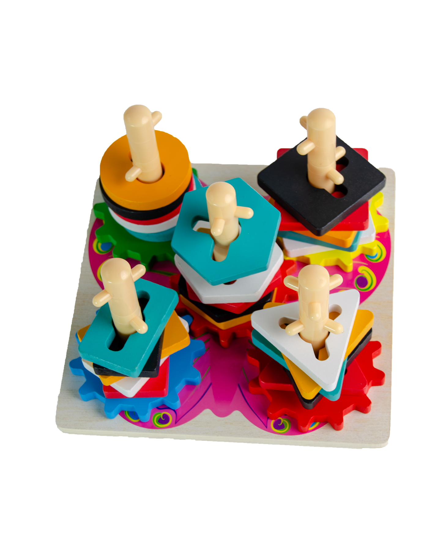 Wooden Gear & Shape Sorting Columns