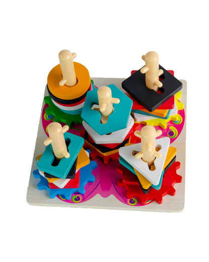 Wooden Gear & Shape Sorting Columns