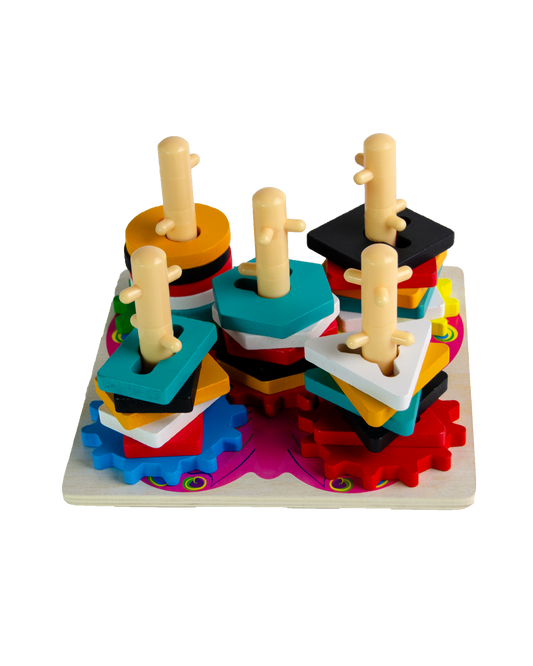 Wooden Gear & Shape Sorting Columns