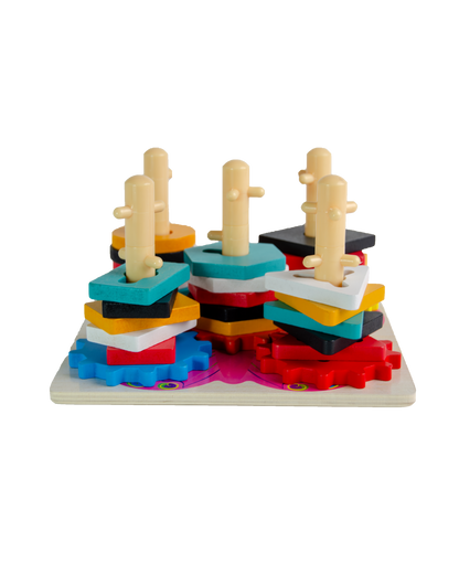 Wooden Gear & Shape Sorting Columns