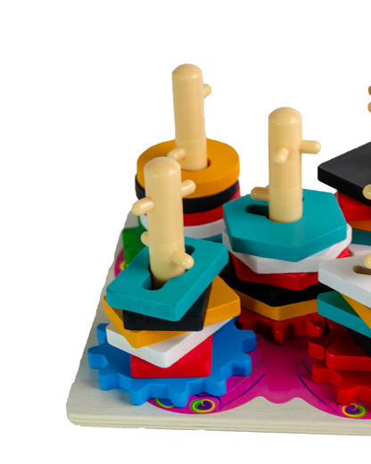 Wooden Gear & Shape Sorting Columns