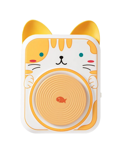 Cat-shaped camera with a white border on a white background